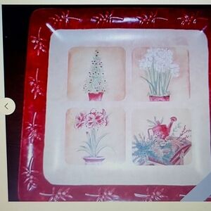 Sonoma Home Goods Winter Fields Square Serving Platter 12"x12" Excellent